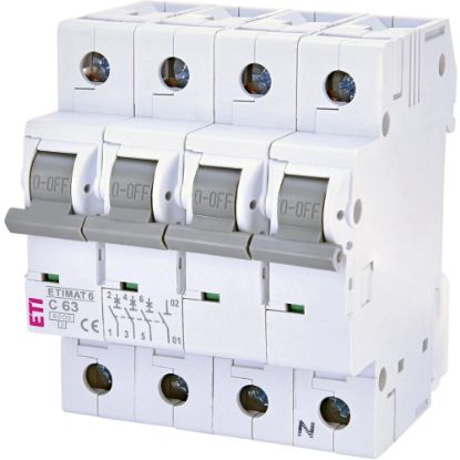  Зображення Автоматичний вимикач ETI ETIMAT 6 3p+N C 63 А (6 kA) (2146522) 