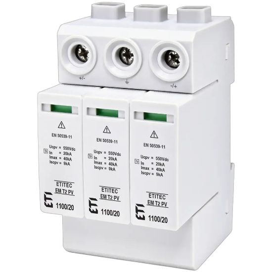  Зображення Обмежувач перенапруги ETI ETITEC EM T2 PV 1100/20 Y (для PV систем) (2440623) 