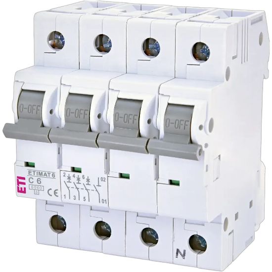  Зображення Автоматичний вимикач ETI ETIMAT 6 3p+N C 6 А (6 kA) (2146512) 